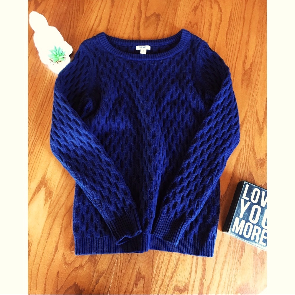 Old Navy Navy Blue Knit Crew Neck Sweater